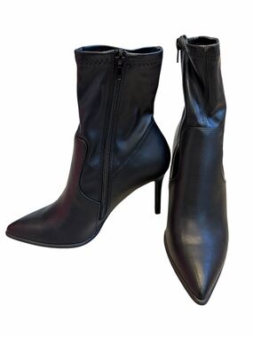 STEVE MADDEN ELWYN Ankle Boots Bootie Pointed Toe BLACK Stiletto Size 7.5